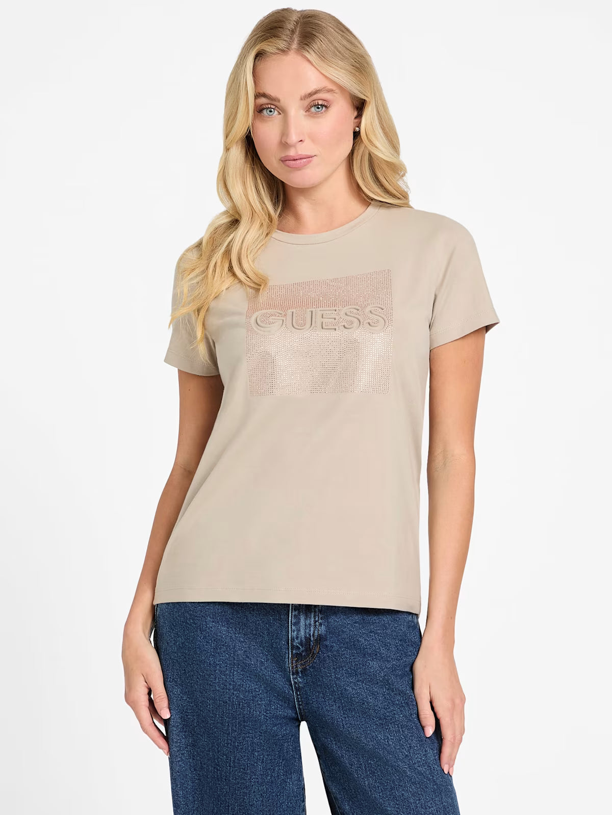 Guess Womens' Kika Logo Tee / BEIGE