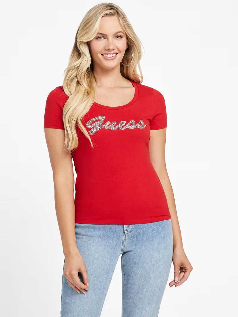 Women Guess Fiona Eco Logo T-Shirt-red