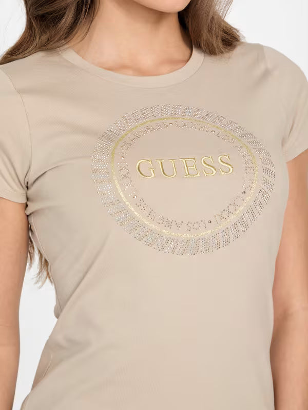 Guess Womens' Eco Julie Rhinestone Tee / BEIGE