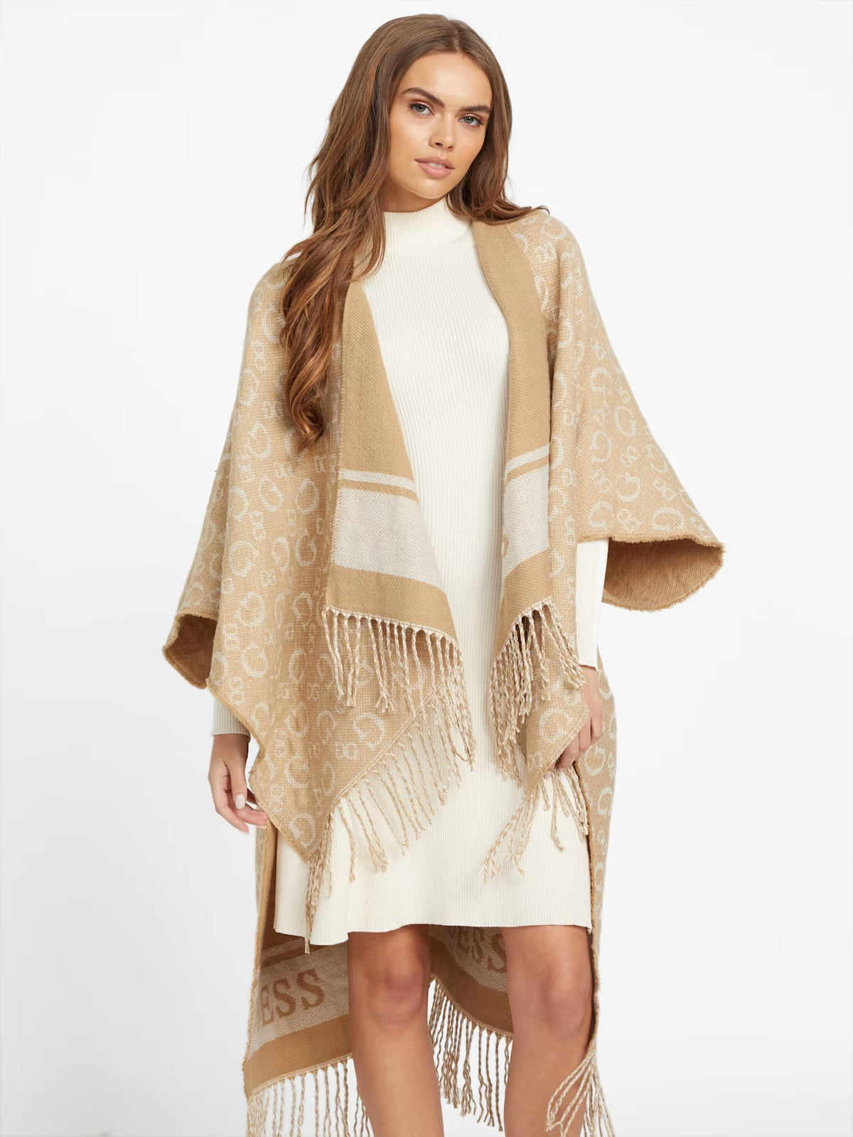 Guess Womens' Reversible Ruana BEIGE