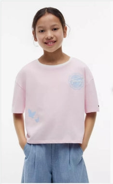 Kids' Tommy Chest Logo T-shirt-Pink