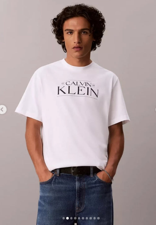 Calvin Klein Men's Monogram Logo T-shirt-White