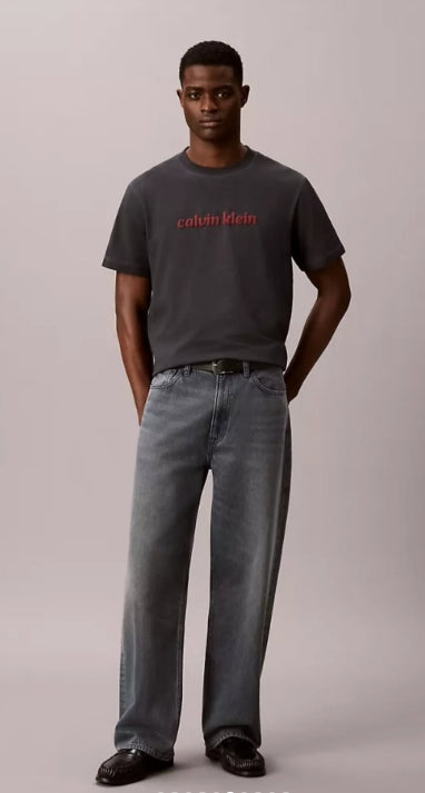 Calvin Klein Men's Logo Easy Tee-Grey