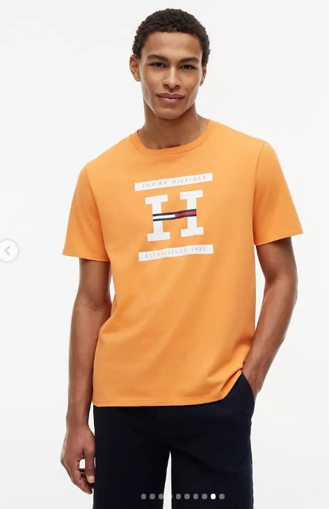 Tommy Men's H Logo T-Shirt-Orange