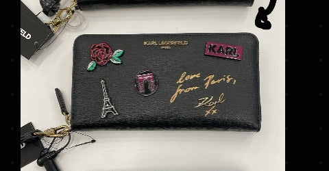 Karl Lagerfeld Paris Jacqueline Zip Around Wallet-Black