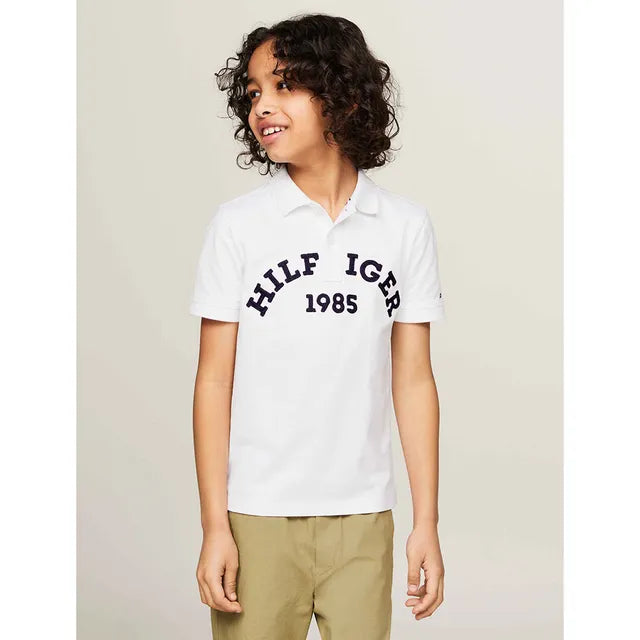Boys' Tommy Hilfiger - Monotype 1985 Arch Short Sleeves Polo Shirt - White