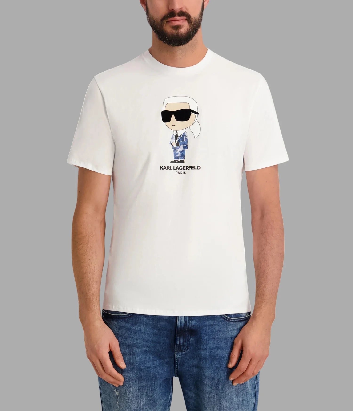 KARL LAGERFELD WITH PIXELATED SUIT TEE-White