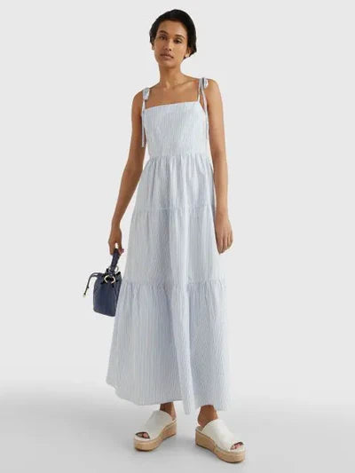 Womens' Tommy Hilfiger Vertical Stripe Tiered Midi Dress