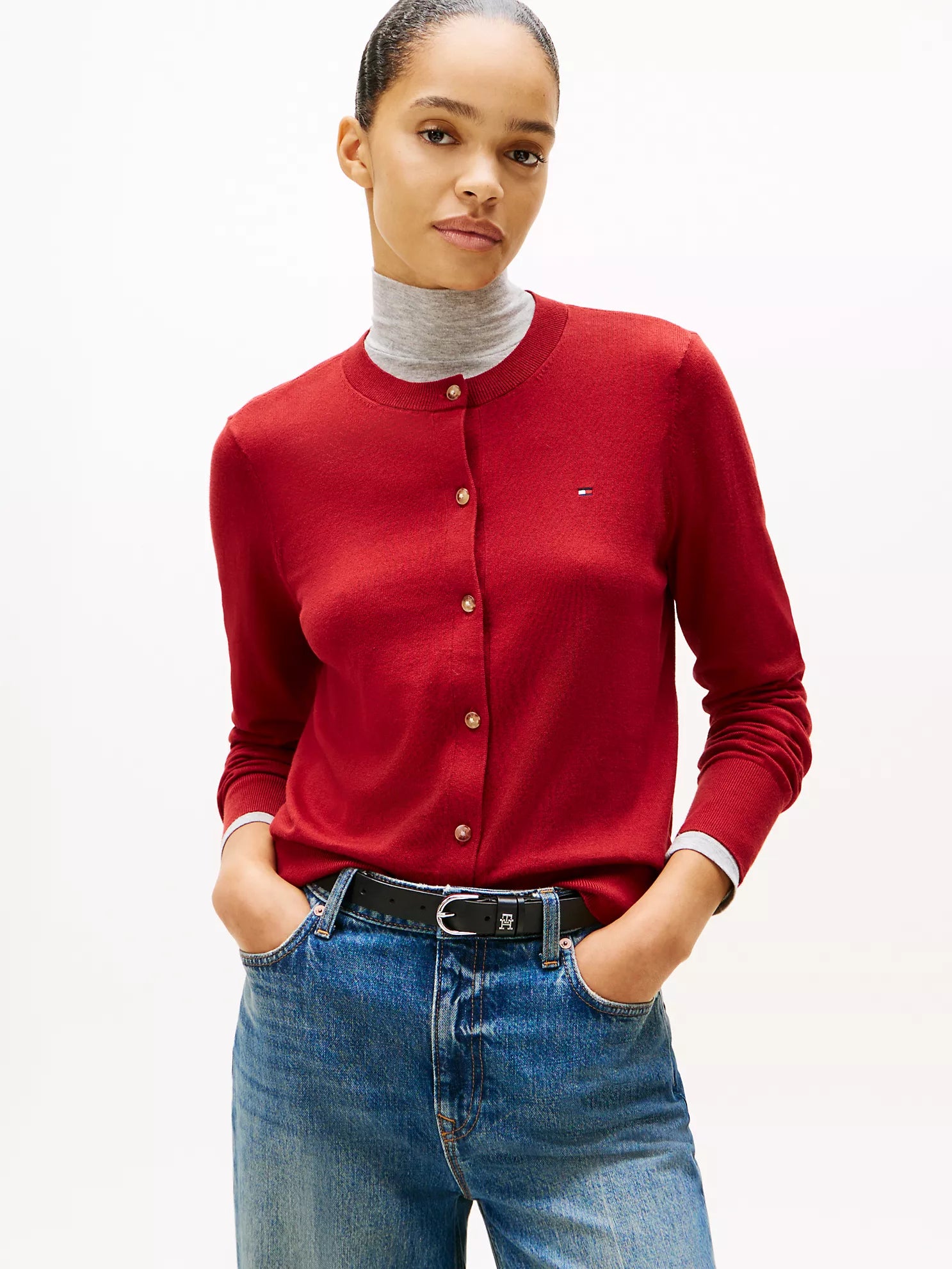 WOMENS' Tommy Hilfiger Lightweight Cotton Cardigan Regatta Red
