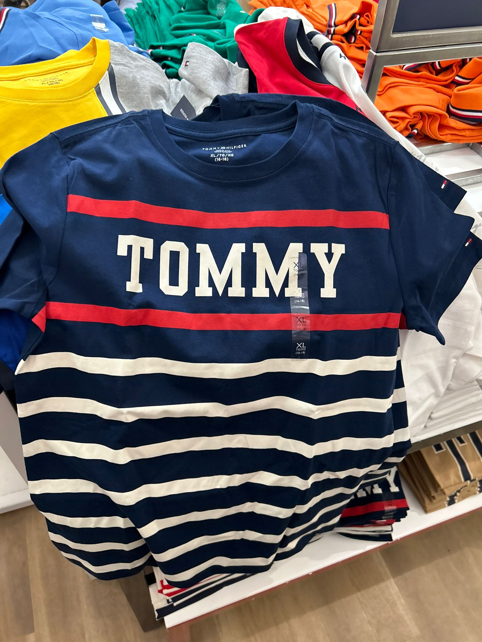 kids' Tommy Stripe T-Shirt-Carbon Navy