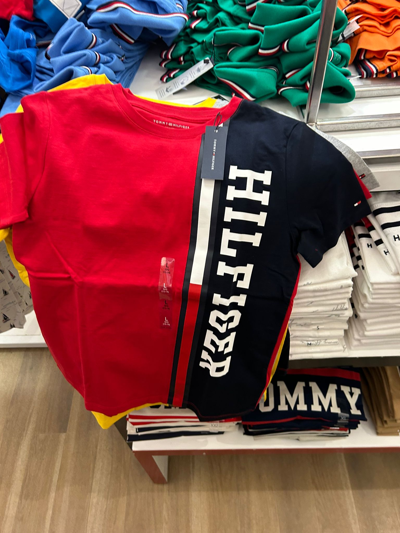 Kids' Vertical Colorblock Logo T-Shirt-Primary Red