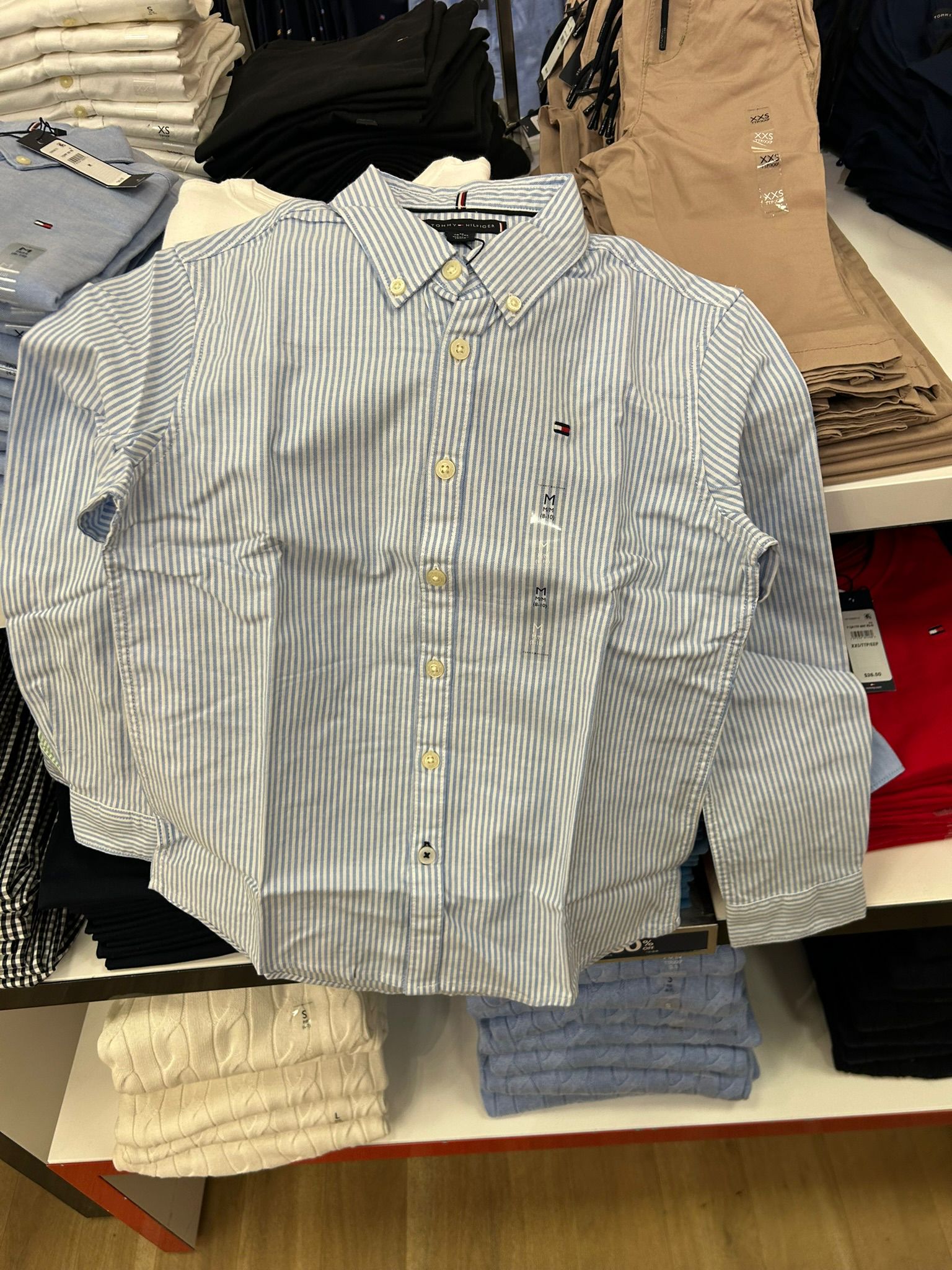 Boys' Stretch Oxford Shirt Tommy Hilfiger- Empire blue strip