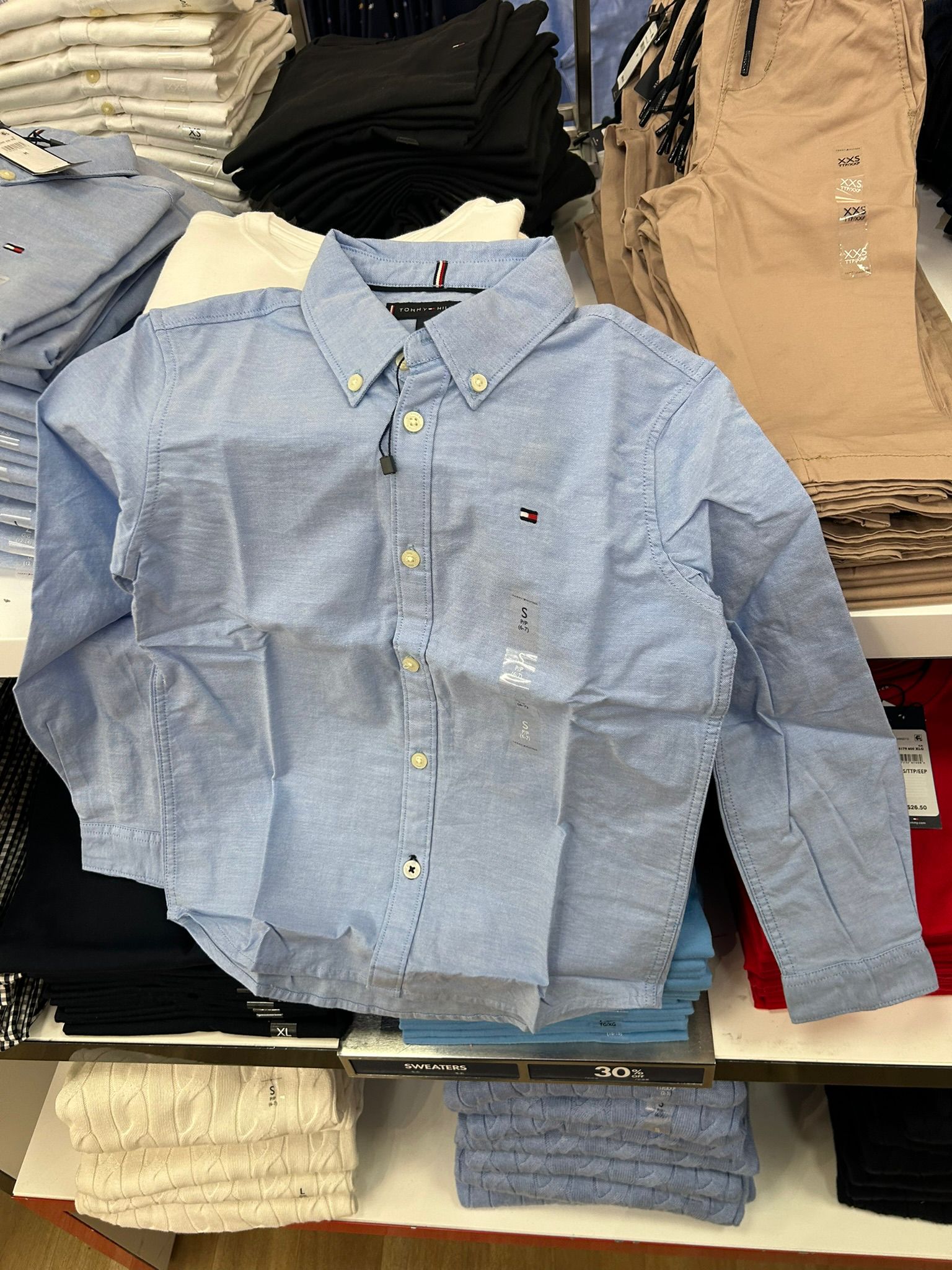Boys' Stripe Stretch Oxford Shirt Tommy Hilfiger - Blue