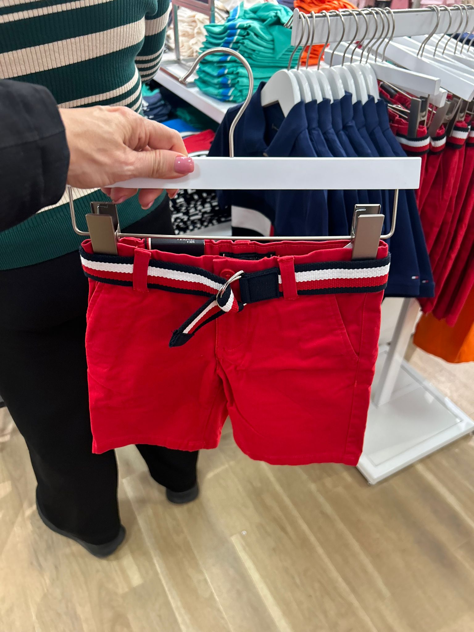 Kids' Belted Chino Short-Red