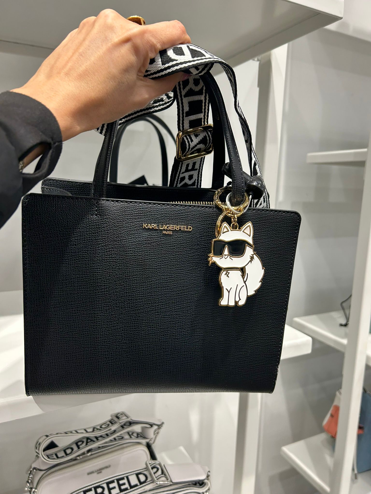 MAYBELLE SATCHEL WITH CHOUPETTE CHARM-Black