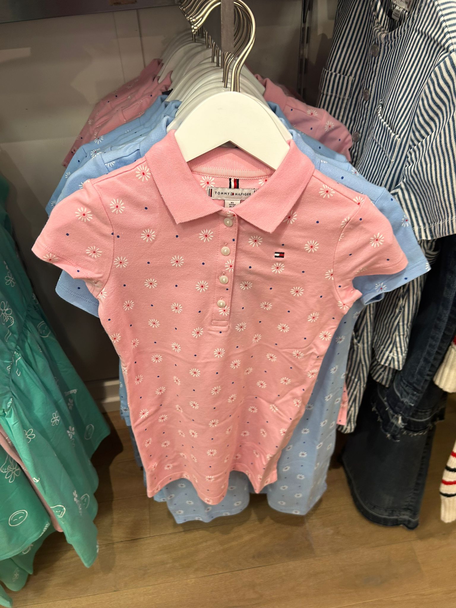 Tommy Kids' Floral Print Polo Dress-Pink