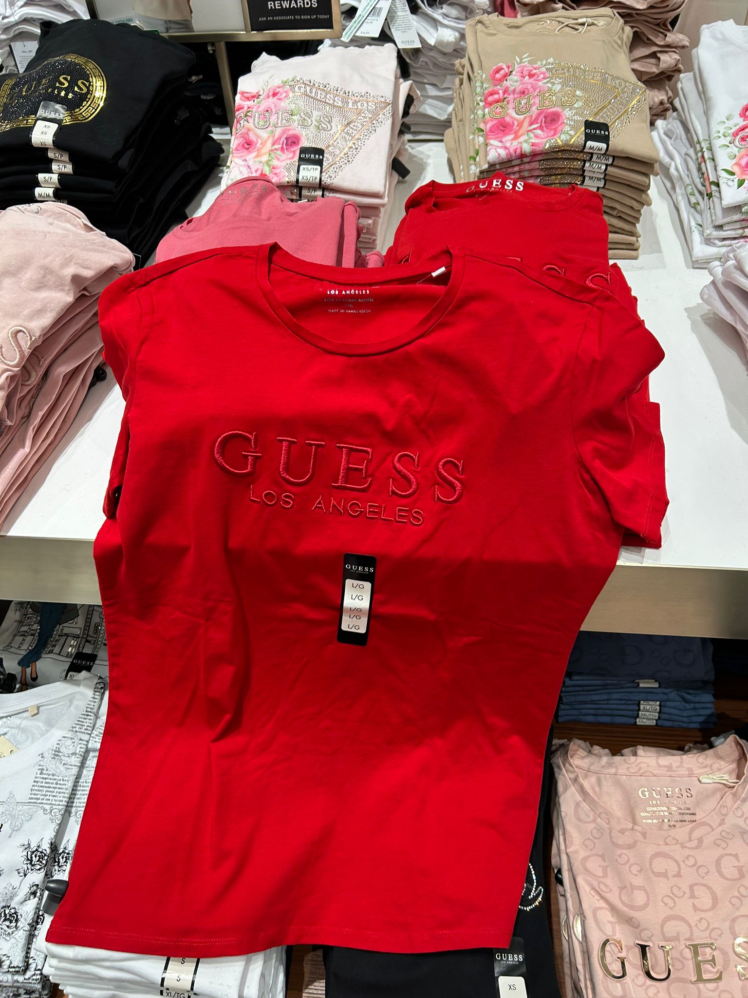 Guess Los Angeles embroidered logo t-shirt-Red