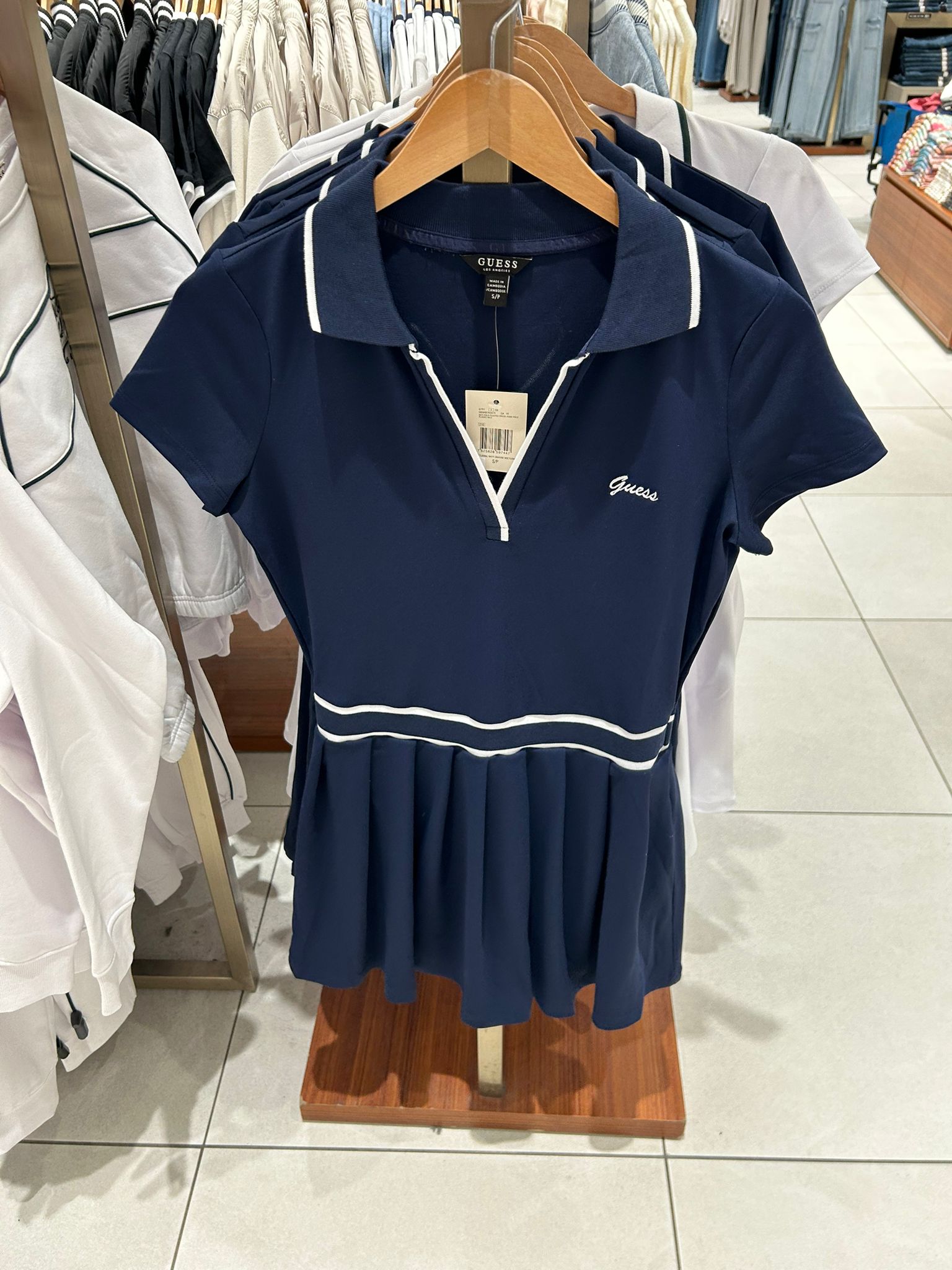 GUESS Los Angeles pleated polo dress -Navy Blue