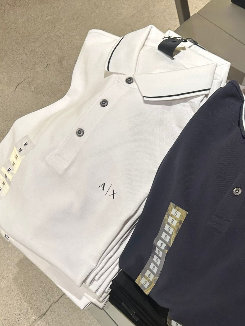 A|X Armani Exchange Men's Zipper Logo Polo T-Shirt.-White-
