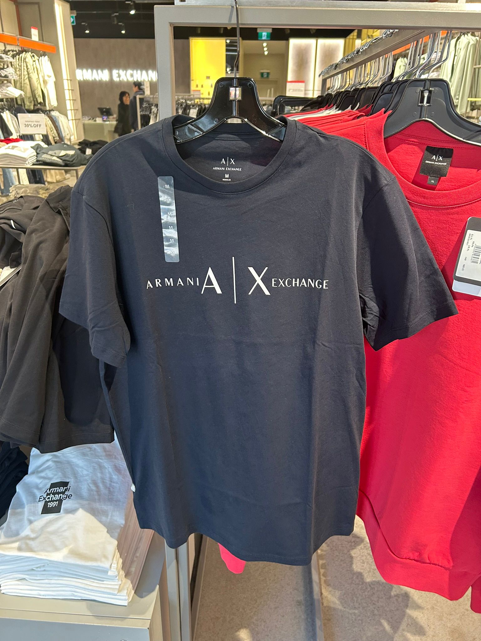 Armani Black Cotton Logo Graphic Crew Neck Men's T-Shirt -Black