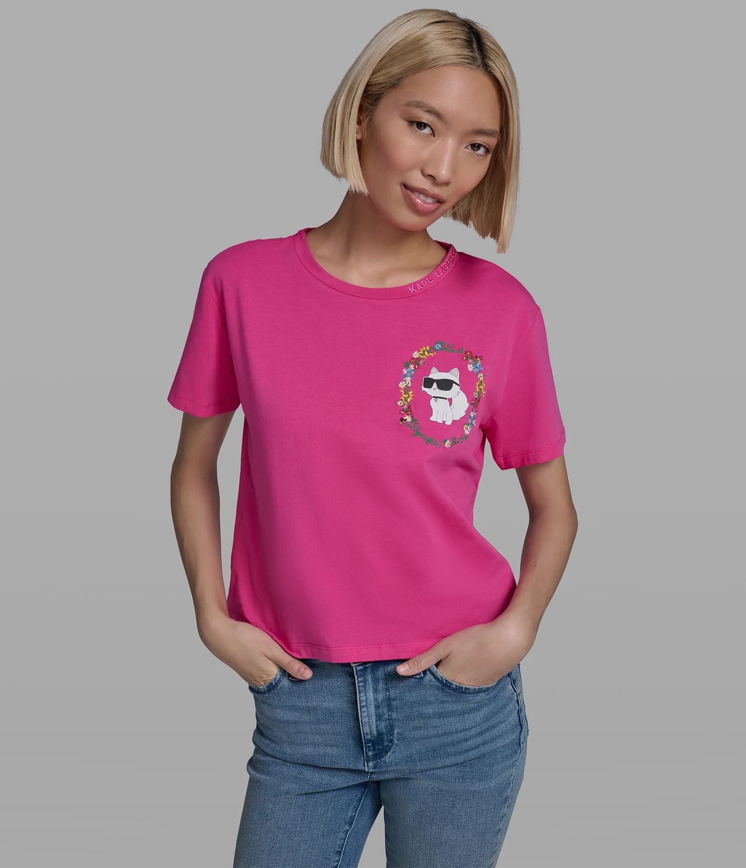 FLORAL FRAME KARL TEE-Pink