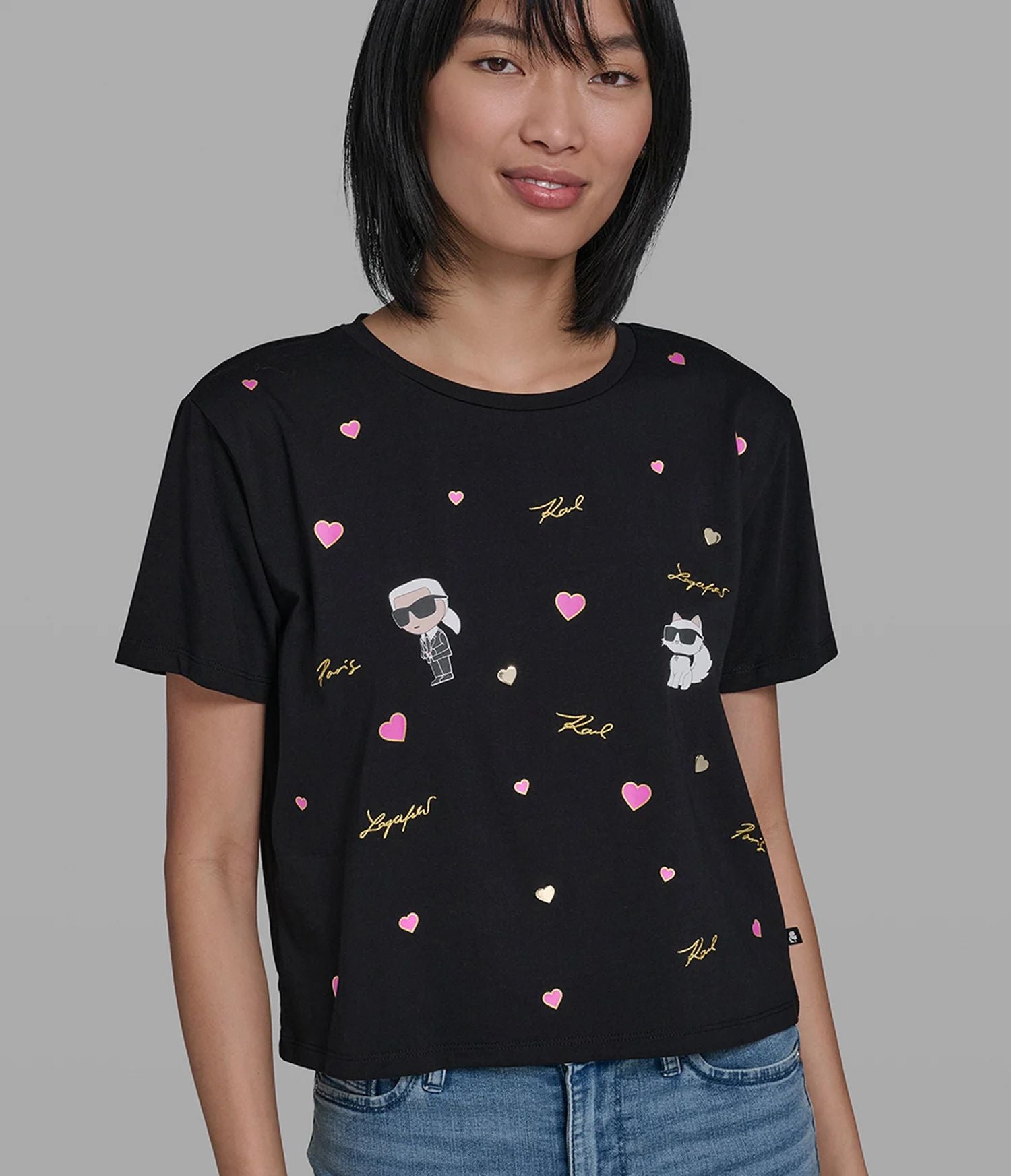 KARL CATE PINS TEE-Black