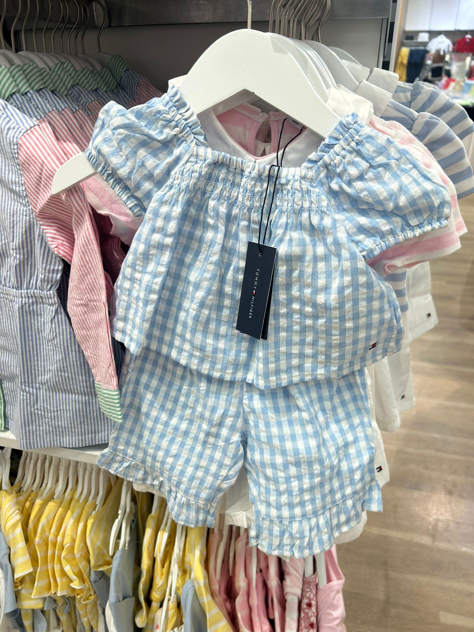 Tommy Babies' Gingham Top & Pant Set-Breezy Blue