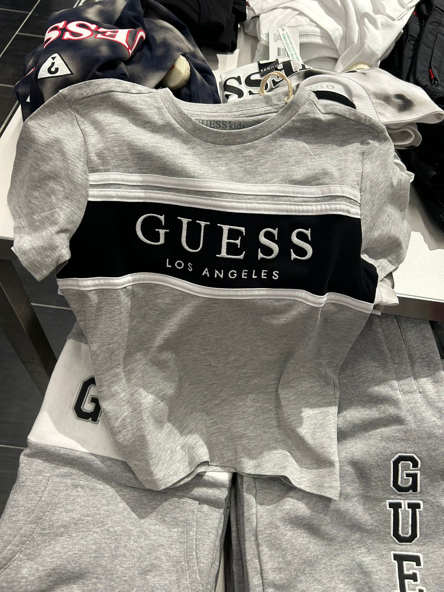 Guess Eco Rickinson Striped Tee-Grey/Black