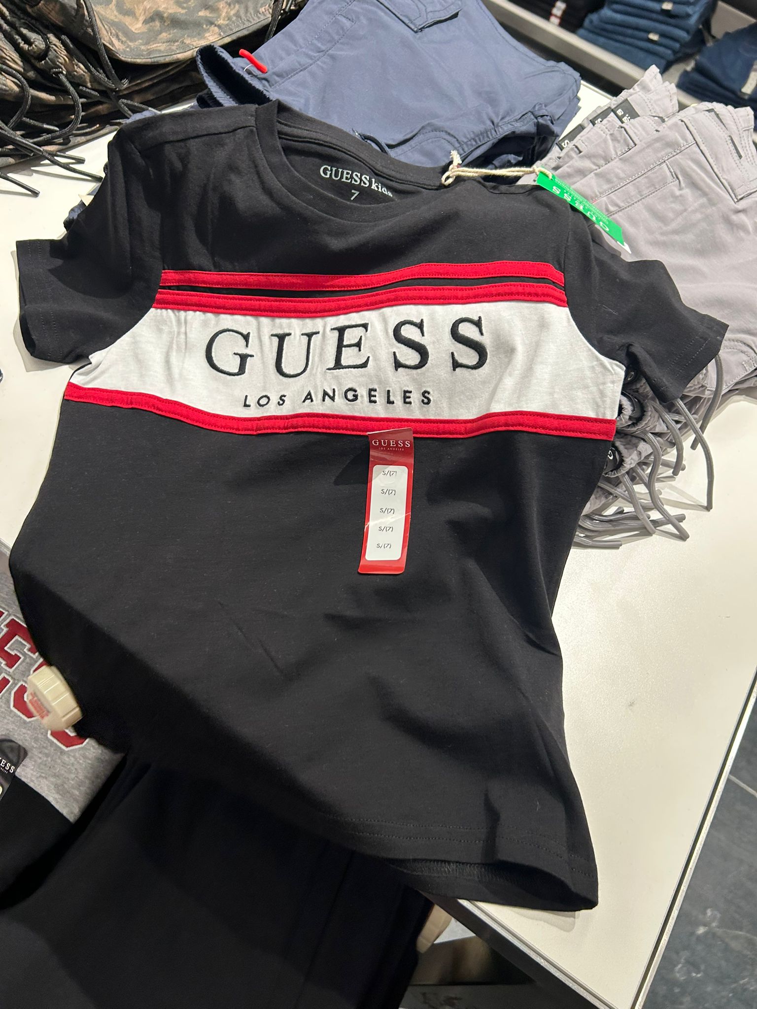 Guess Eco Rickinson Striped Tee-Black/white/Red striped