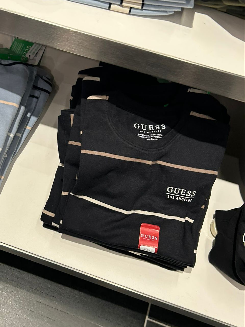 Guess Kids' Los Angeles Striped T-shirt-Black