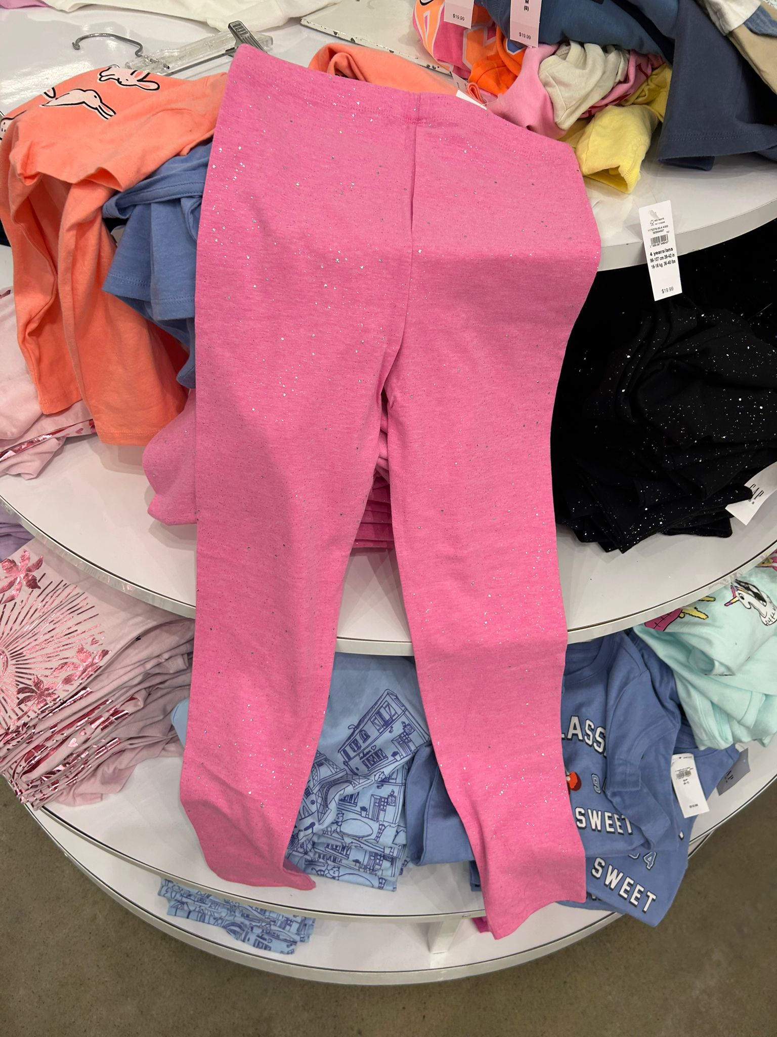 Gap Kids Sparkle Leggings in Stretch Jersey-Pink Jubilee Nylon On