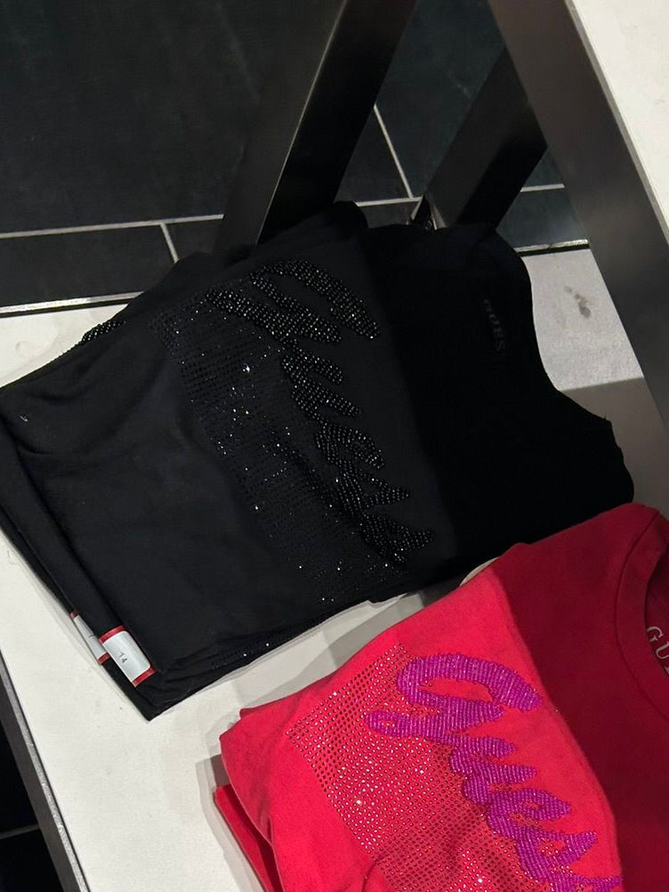 Guess Kids Embellished T-Shirt-Black