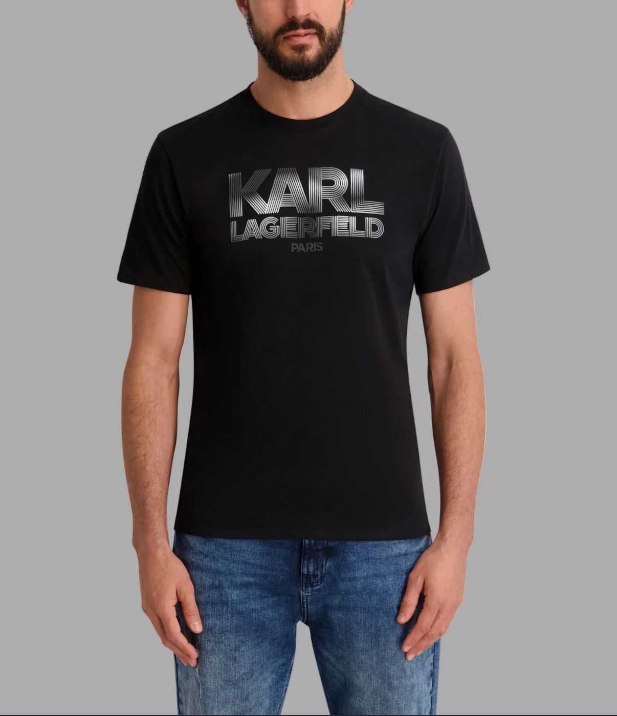RUBBERIZED LARGE KARL LOGO GRAPHIC TEE-Black