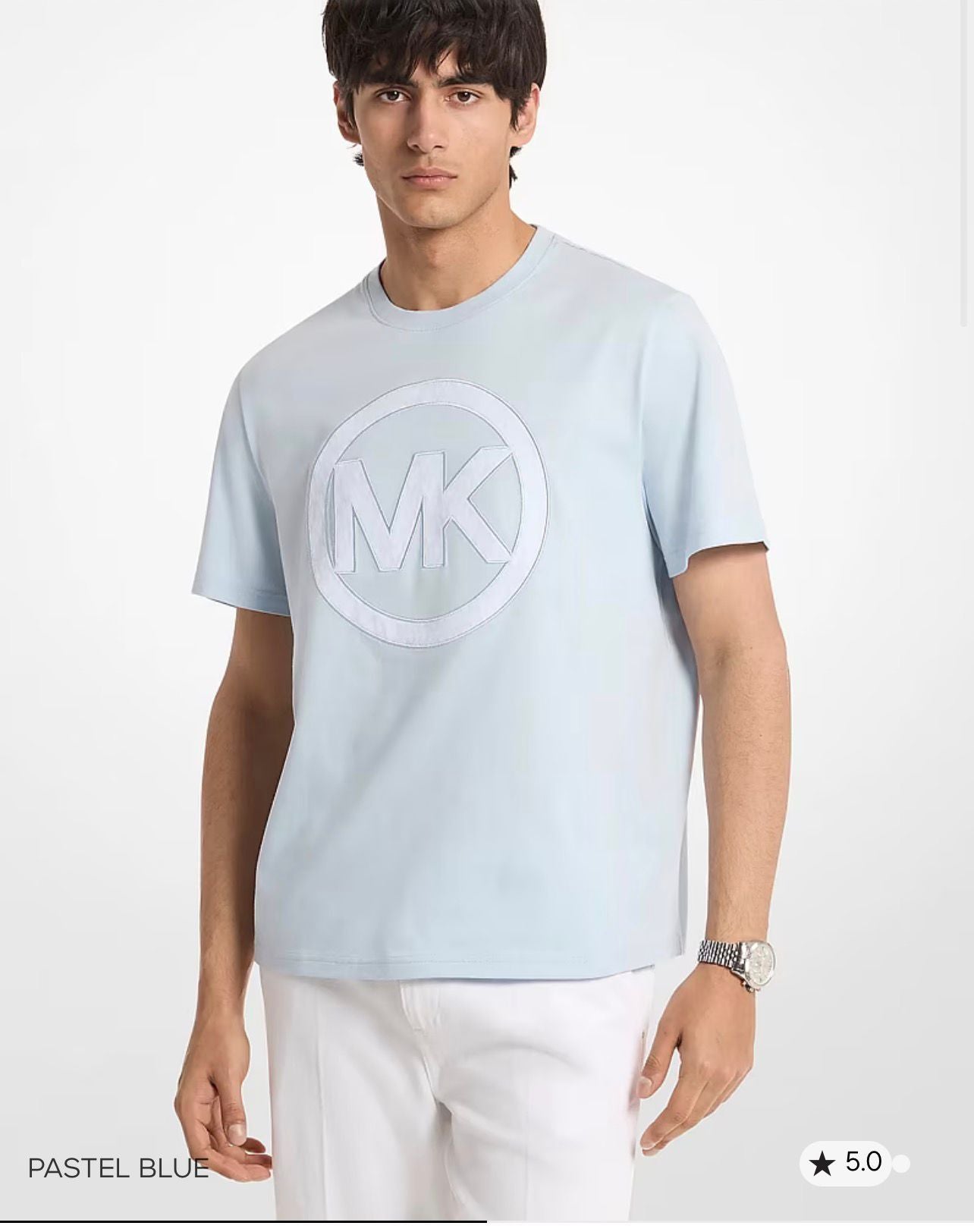 Michael Kors Men's Logo Jersey T-shirt-Light Blue