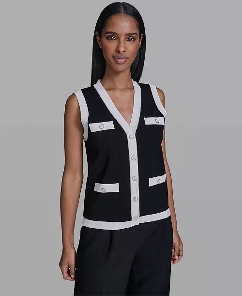 Karl Lagerfeld Knit Waistcoat-Black