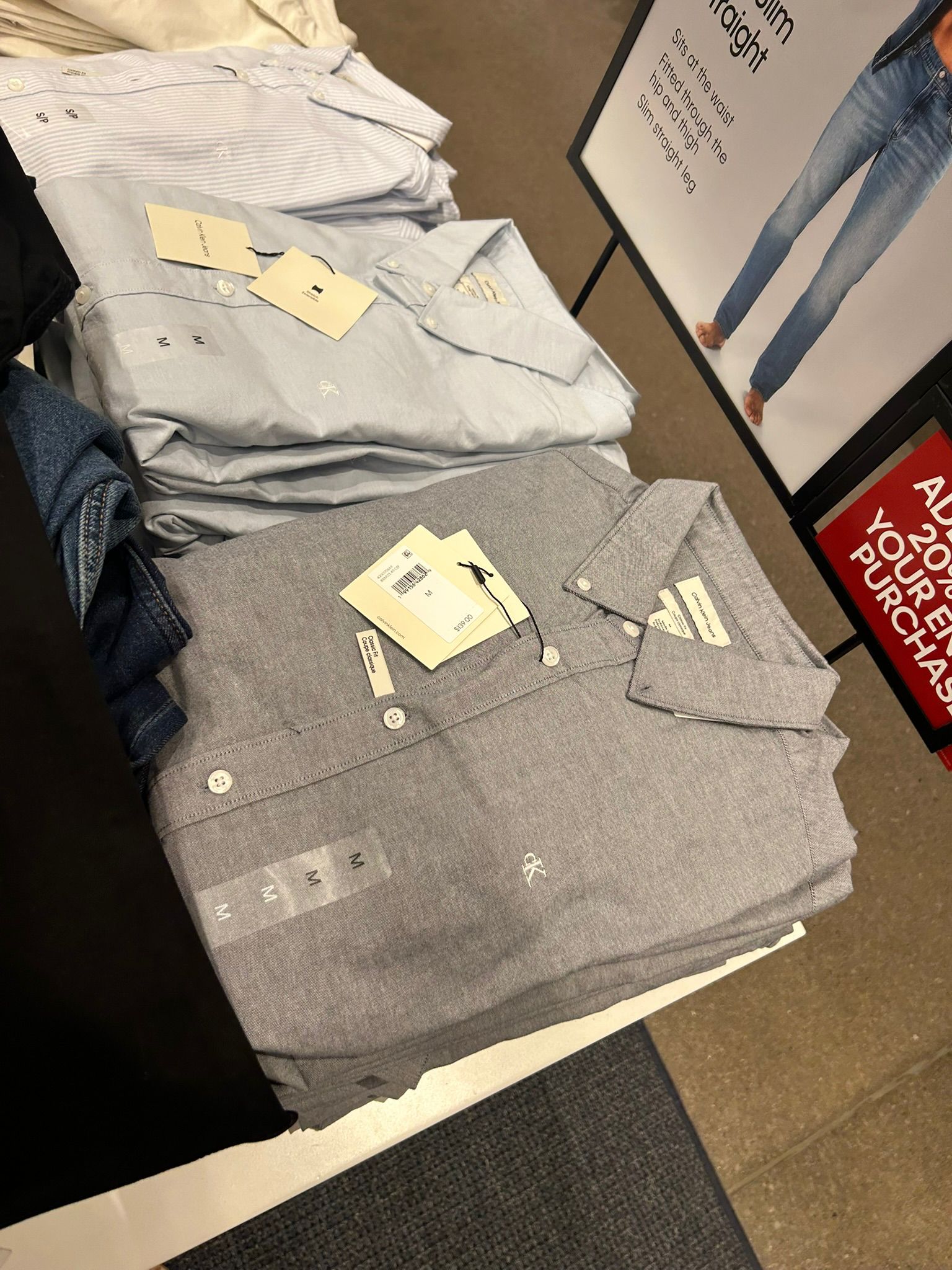 Calvin Klein Slim Poplin Stretch Shirt-Grey