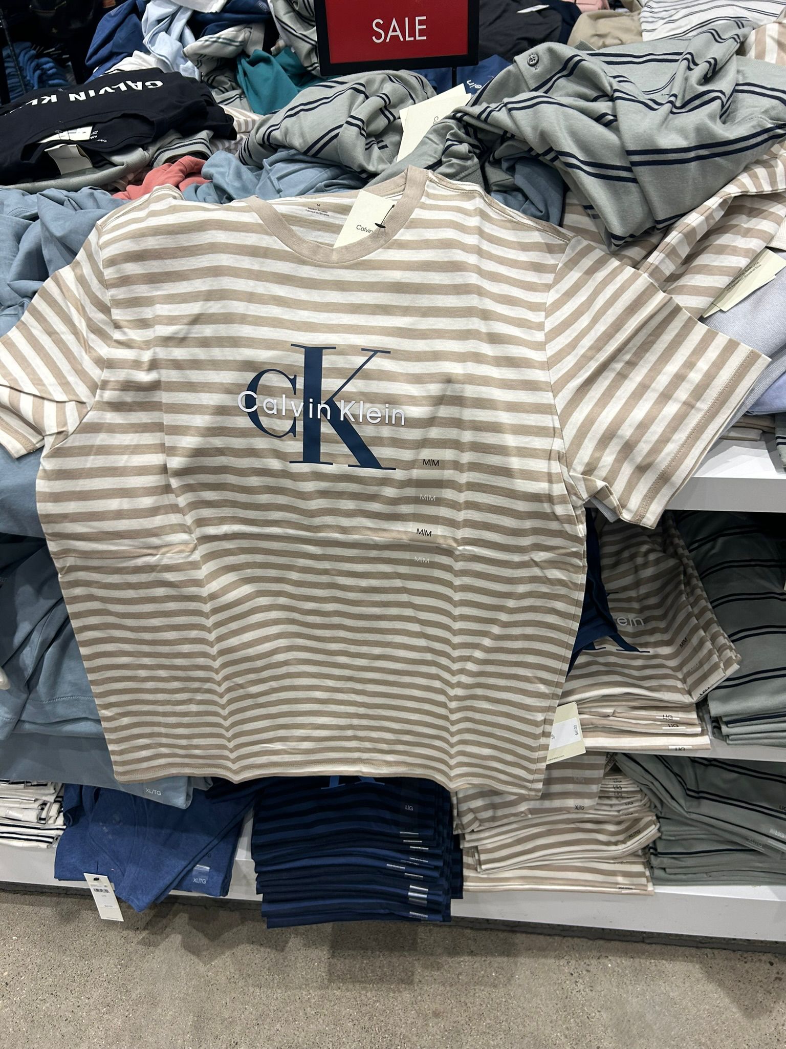Monogram Logo Stripe Relaxed T-Shirt-White Pepper / Tofu