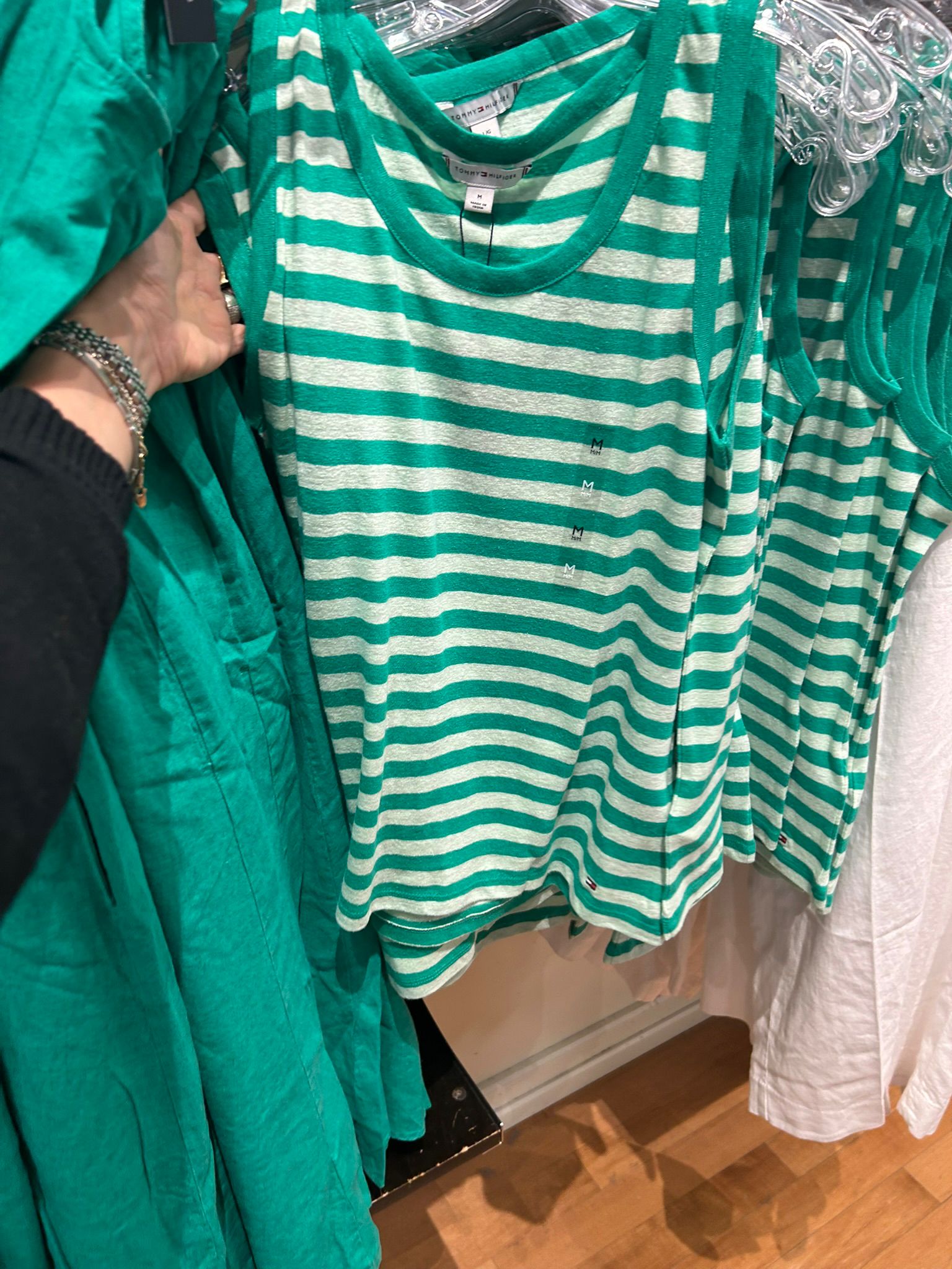 Tommy Hilfiger Women's Striped Tank Top-Green/White