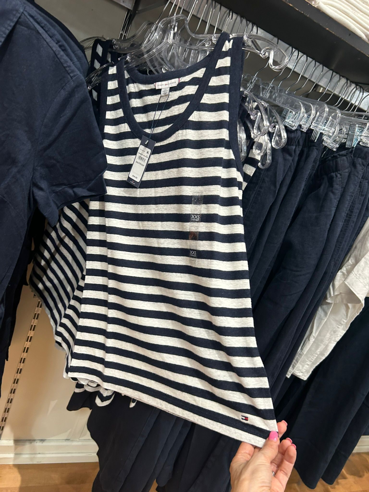 Tommy Hilfiger Women's Striped Tank Top-Black/White