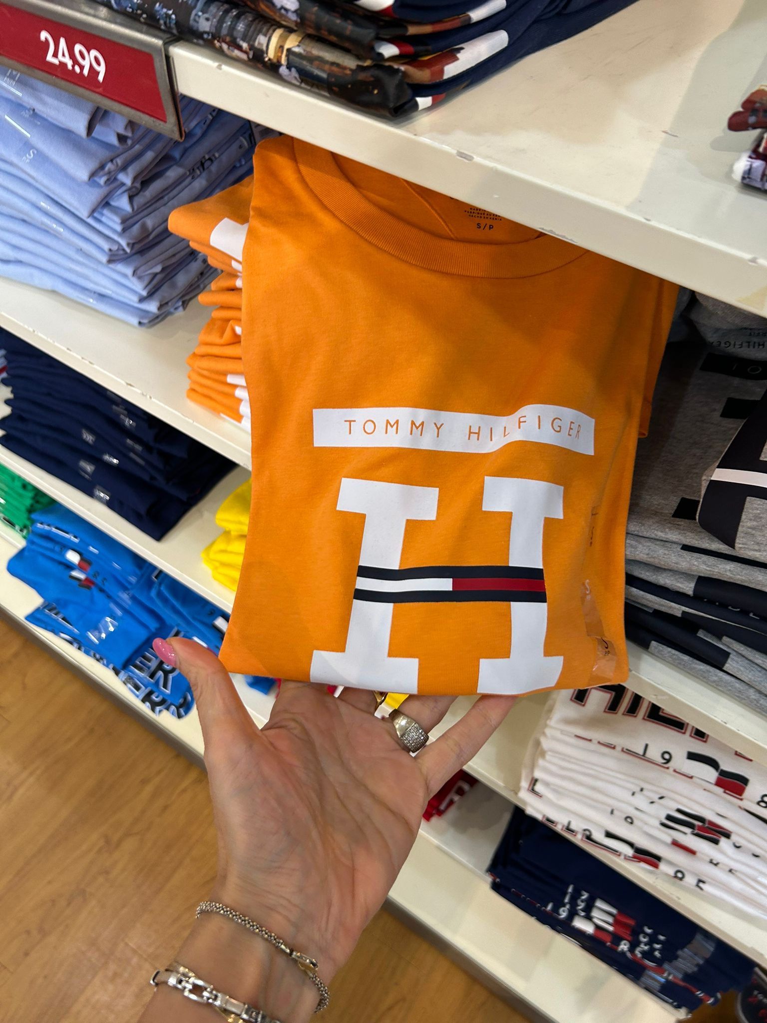 Tommy Men's H Logo T-Shirt-Orange