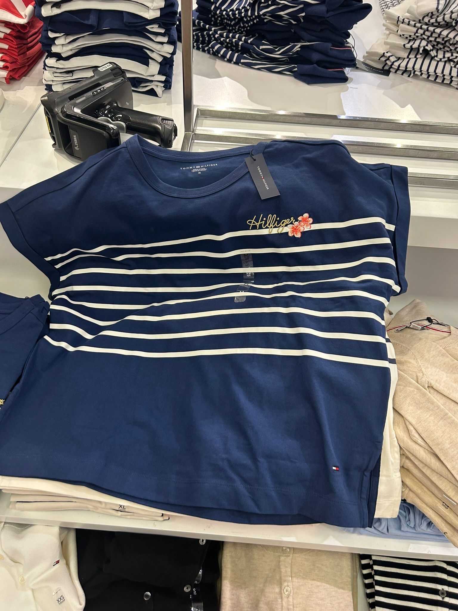 Floral Women's Hilfiger Logo T-Shirt-Preppy Navy