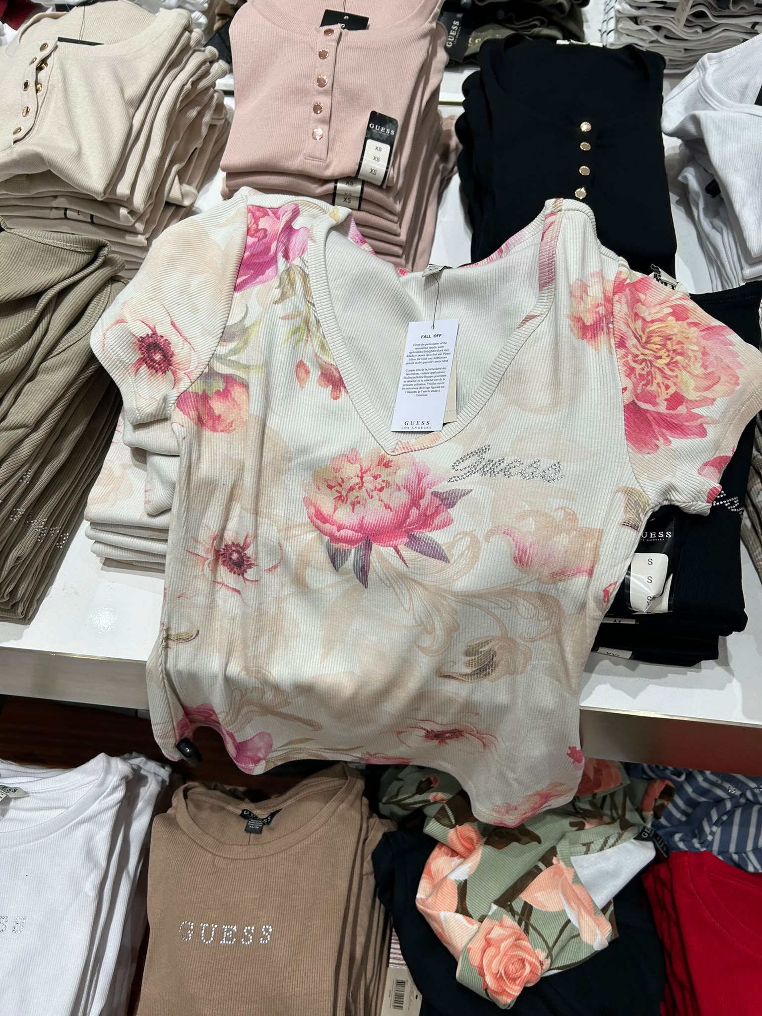 Guess Women's Floral Print Blouse-Beige