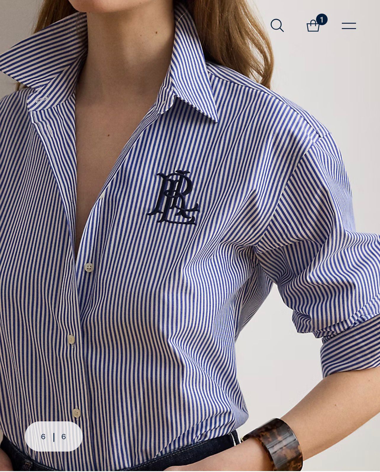 Ralph Lauren Women's Striped elastic cotton shirt with a comfortable fit to wear-Blue/White
