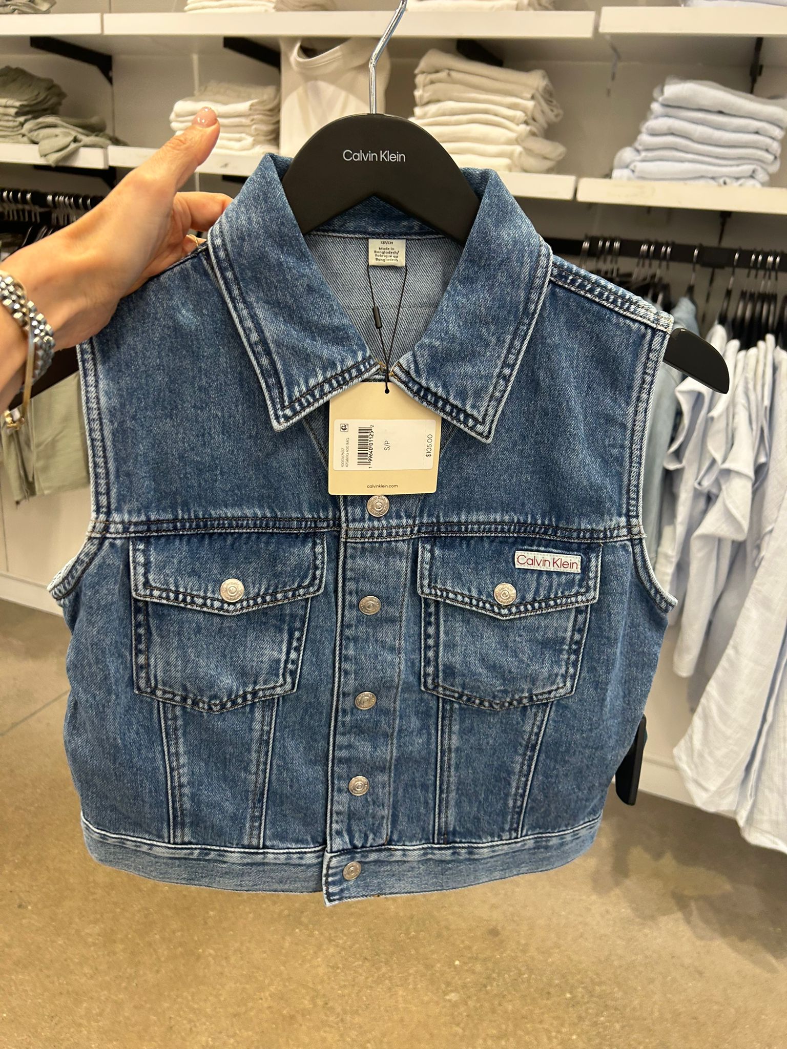 Calvin Klein Women's Denim Sleeveless Vest-Blue July