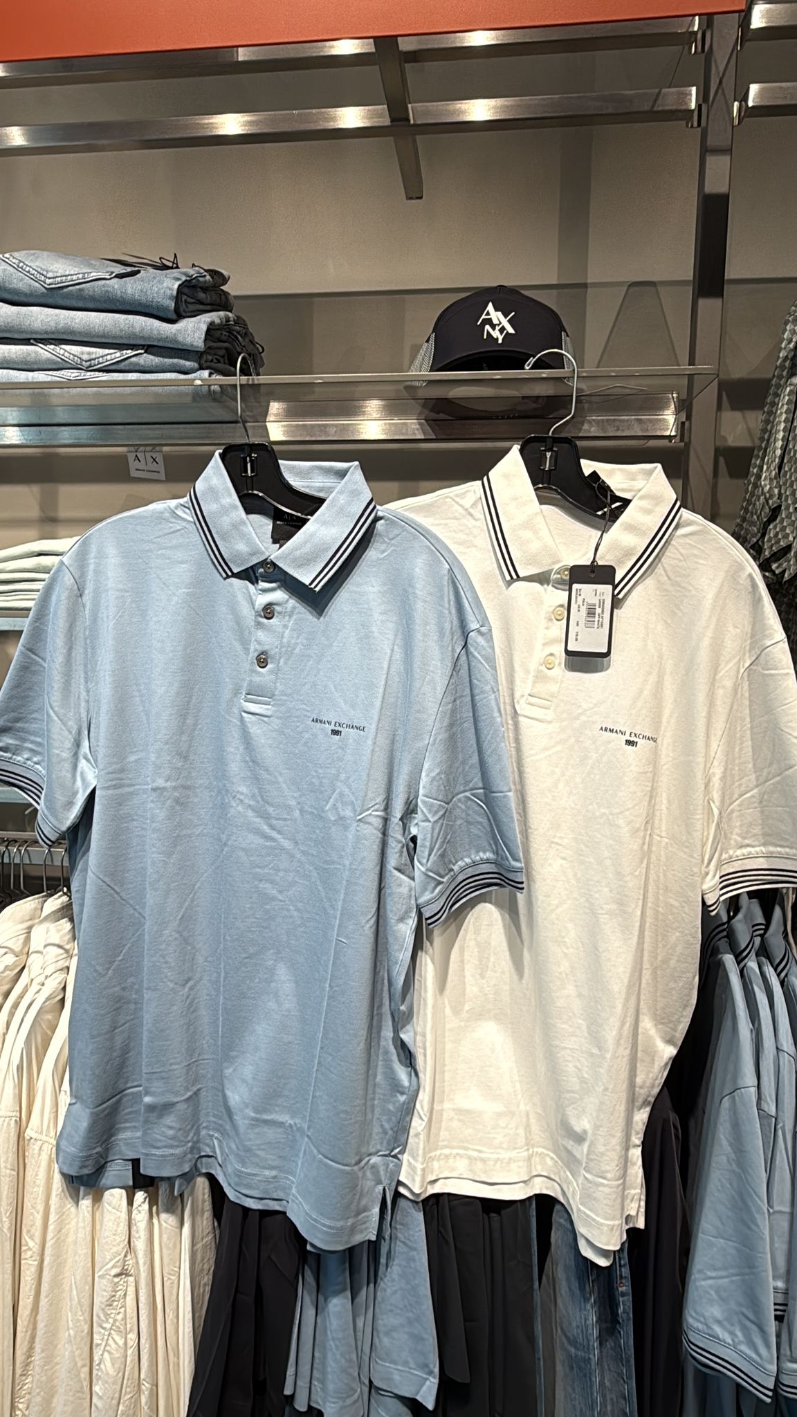 Armani Exchange Men's Regular fit cotton jersey polo shirt-Light Blue
