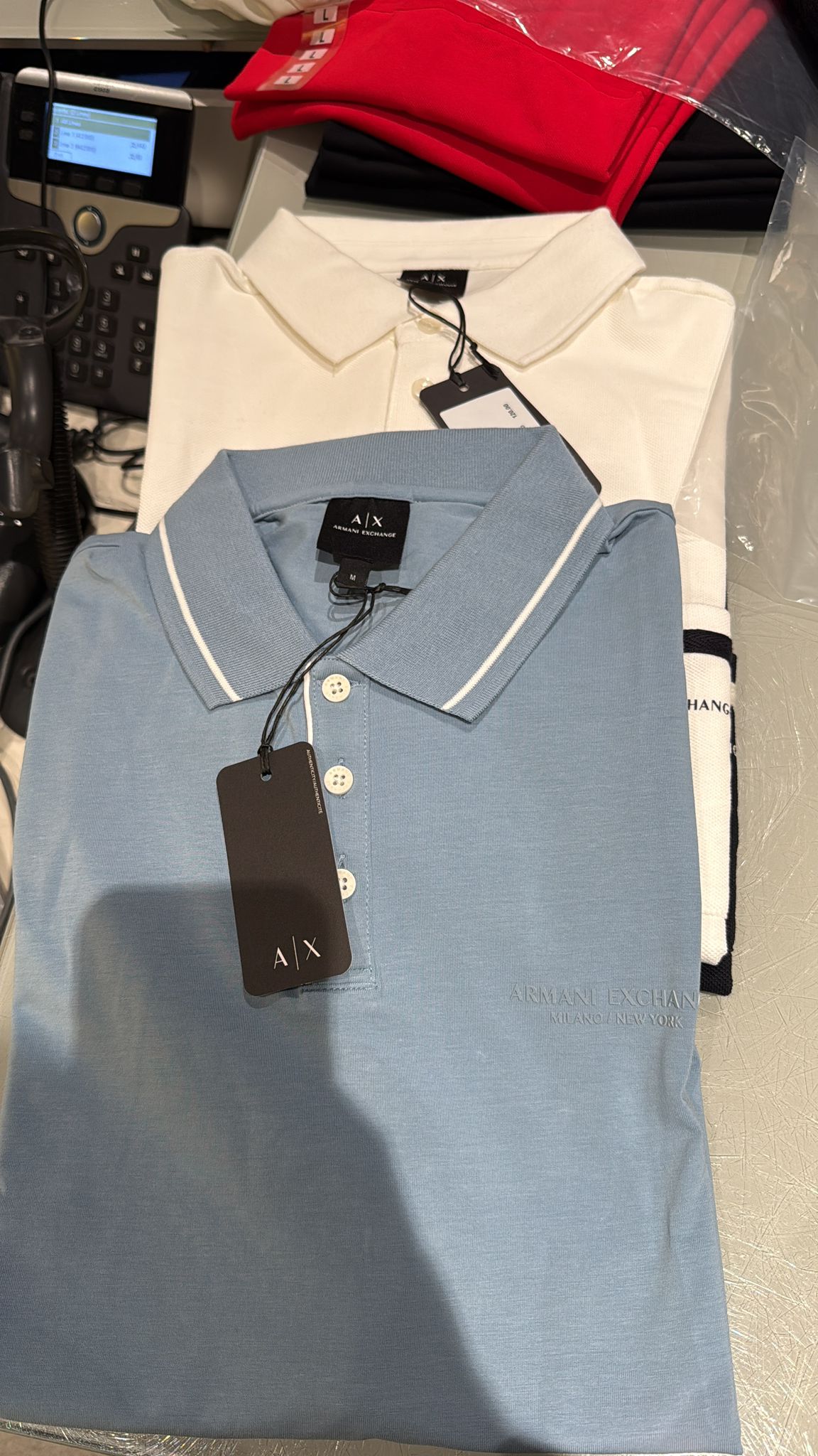 Armani Exchange Men's Polo shirt in stretch cotton with contrast trim Essential-Green