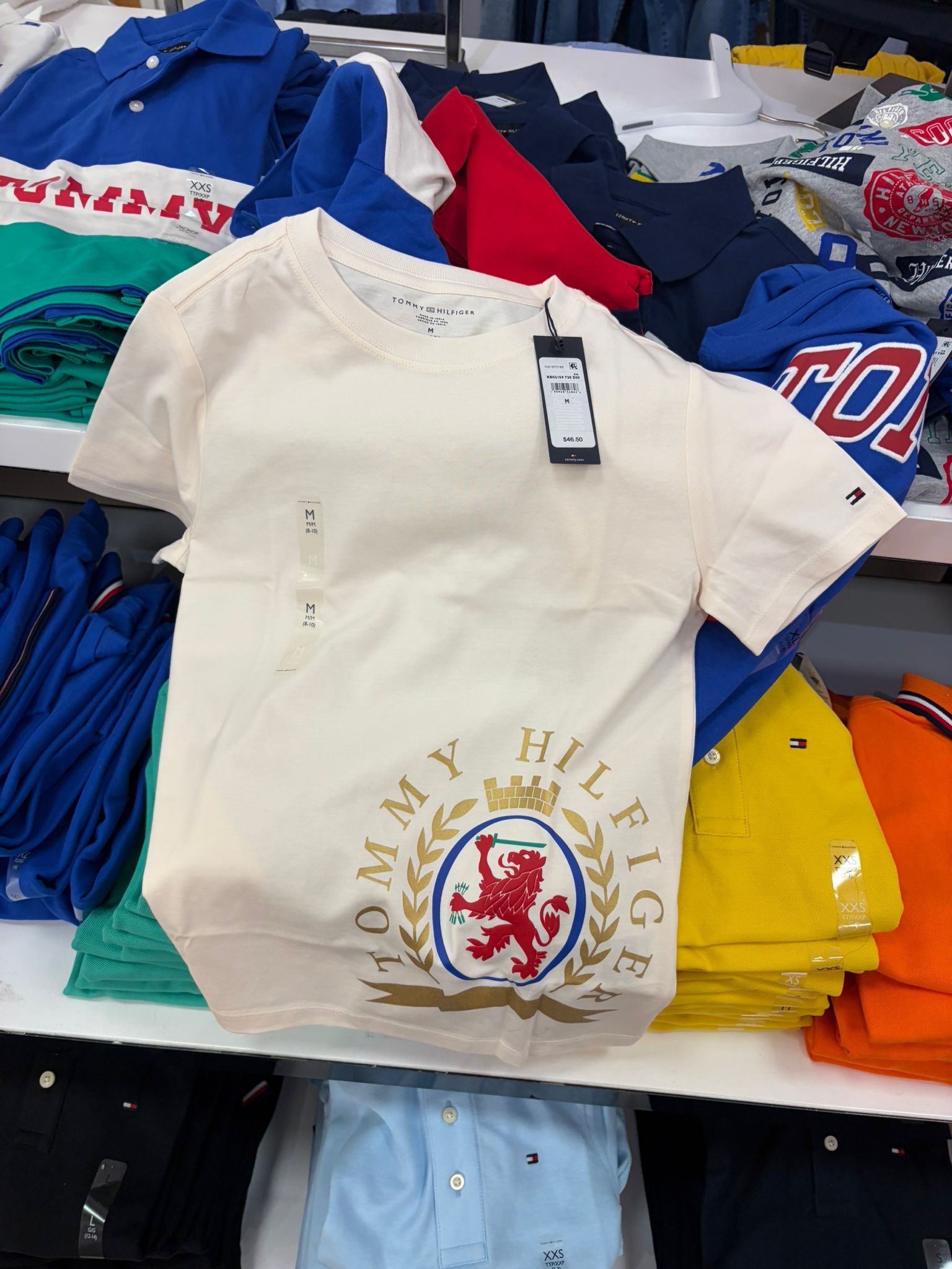 Boys' Tommy Logo Regular Fit Cotton T-Shirt-Ivory Petal