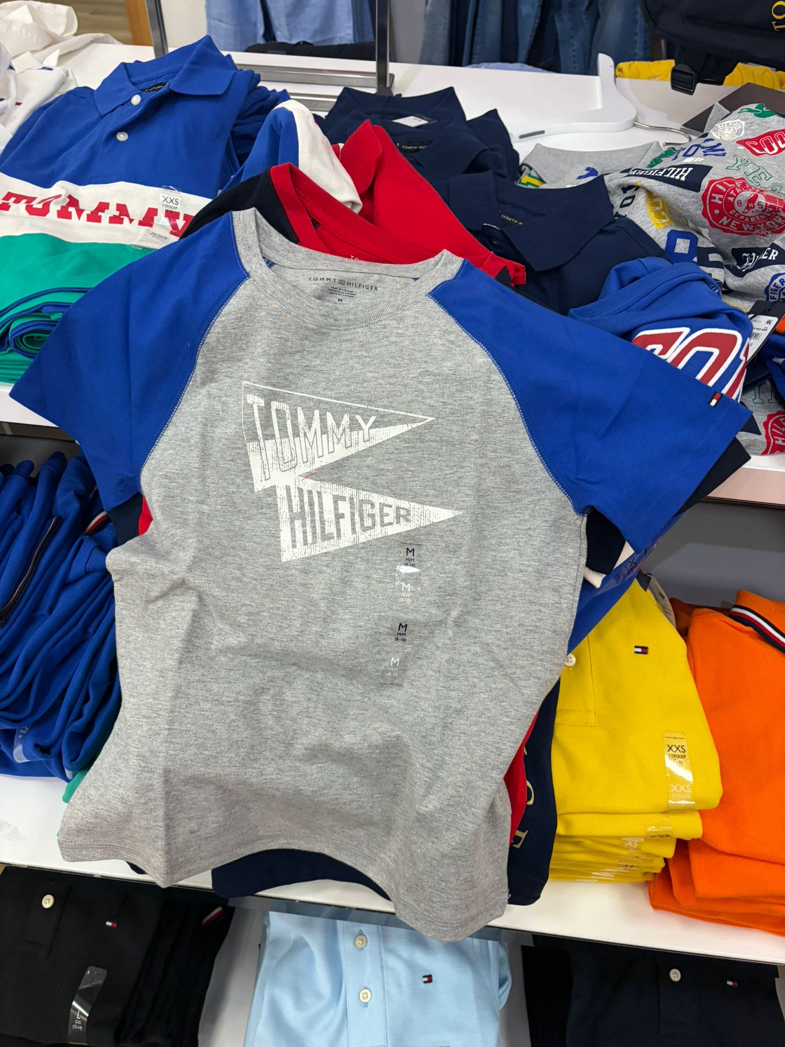 Boys' Hilfiger Raglan Graphic T-Shirt-Grey/Blue