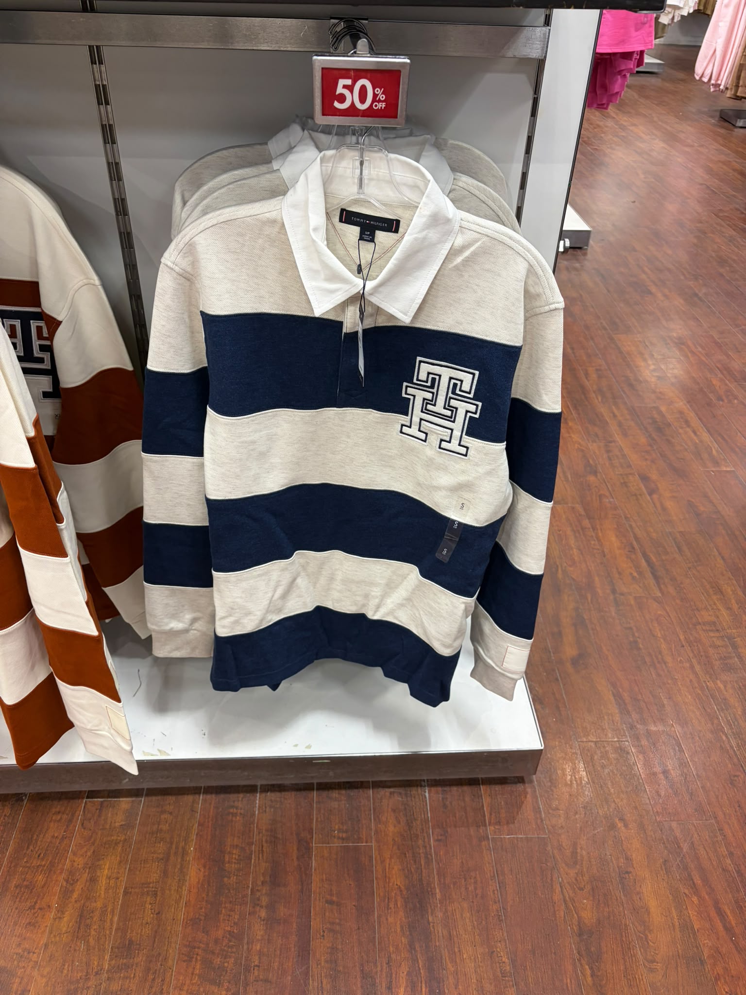 Tommy Hilfiger Men's TH Logo Rugby Polo Shirt-Navy/White