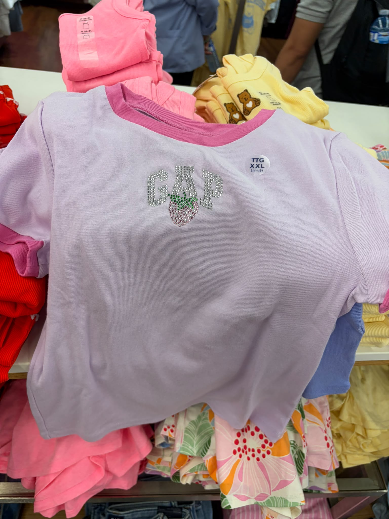 GapKids Girls' Ringer Graphic T-Shirt-Pale Lilac Purple